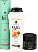 Taft-, Syoss- und Gliss-Haarpflege und -Styling-Produkte